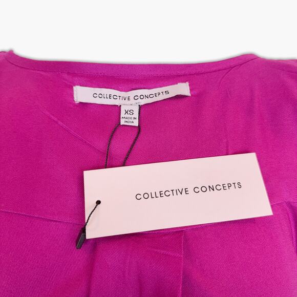 NWT LULUS High-Low Button-Up Belted Mini Shirt Dress (Fuchsia | Size XS) - Picture 6 of 7